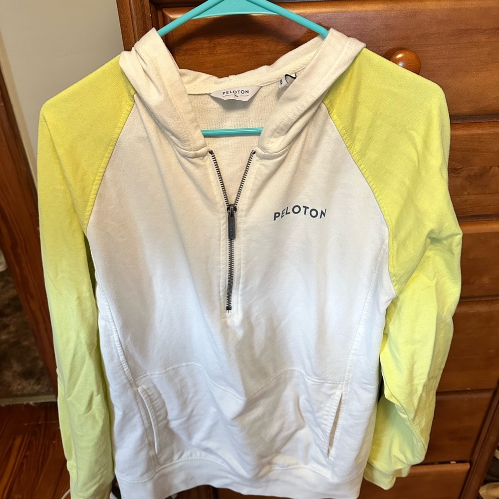 Peloton White and Yellow Hoodie